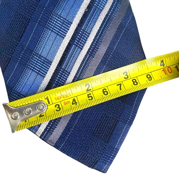 Joseph & Feiss International Blue/black/silver Stripe 100% Silk Tie NWT - Picture 6 of 7